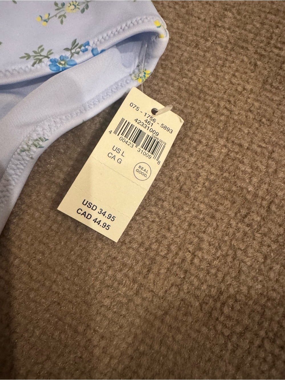 aerie Floral Light Blue and Black High-Waist Swim Bottoms - Picture 2 of 4